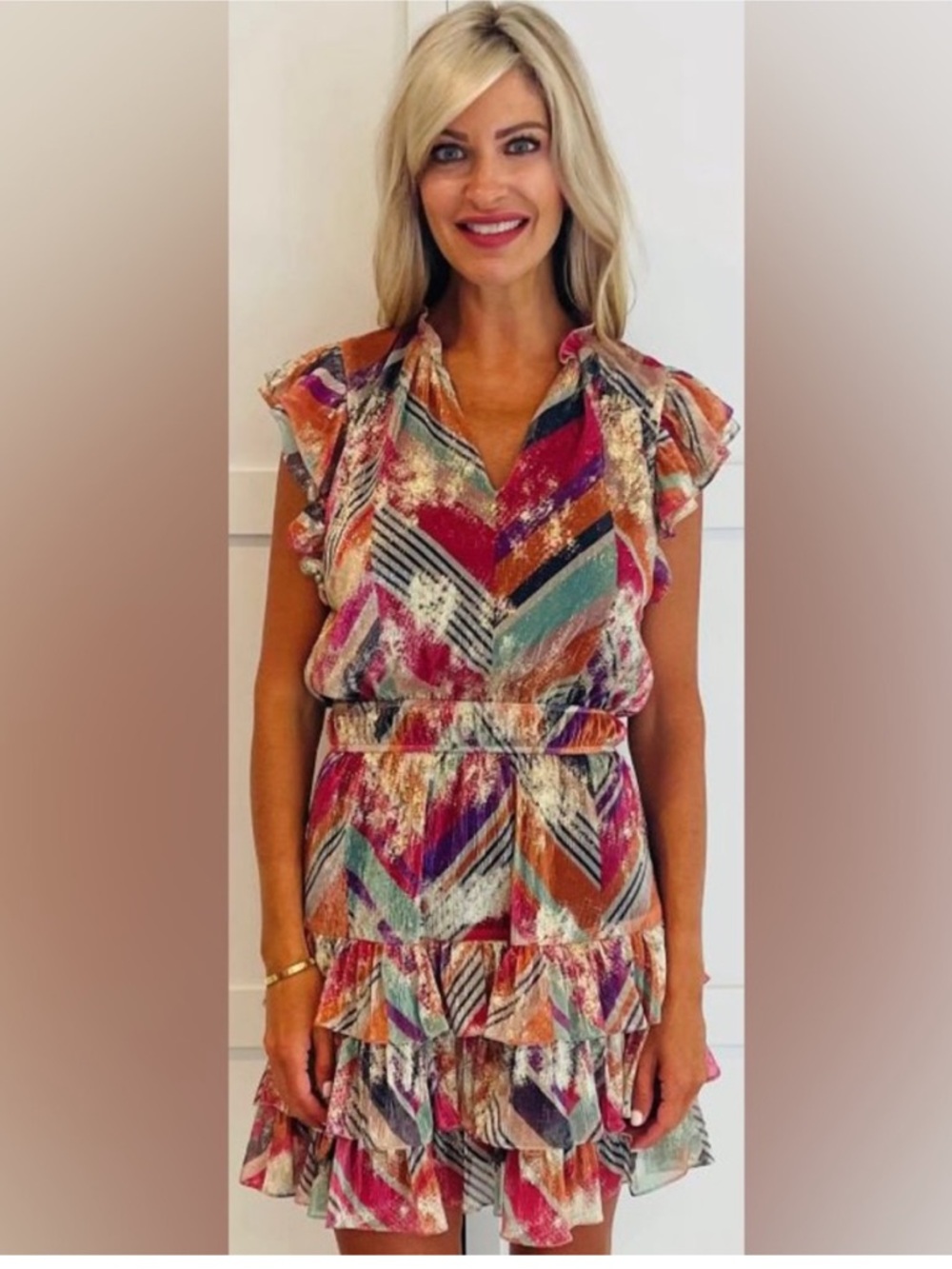 WILLA STORY erin dress multi color shimmer‎ size small